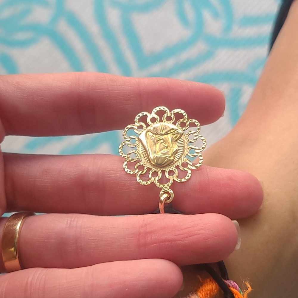 14K Yellow Gold Pendant Charm Catholic Mother Mary